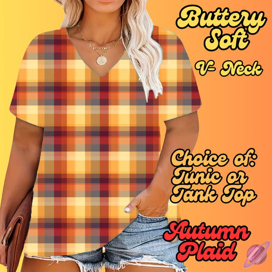PRETTY FALL RUN-AUTUMN PLAID -TUNIC OR TANK-PREORDER CLOSING 8/3