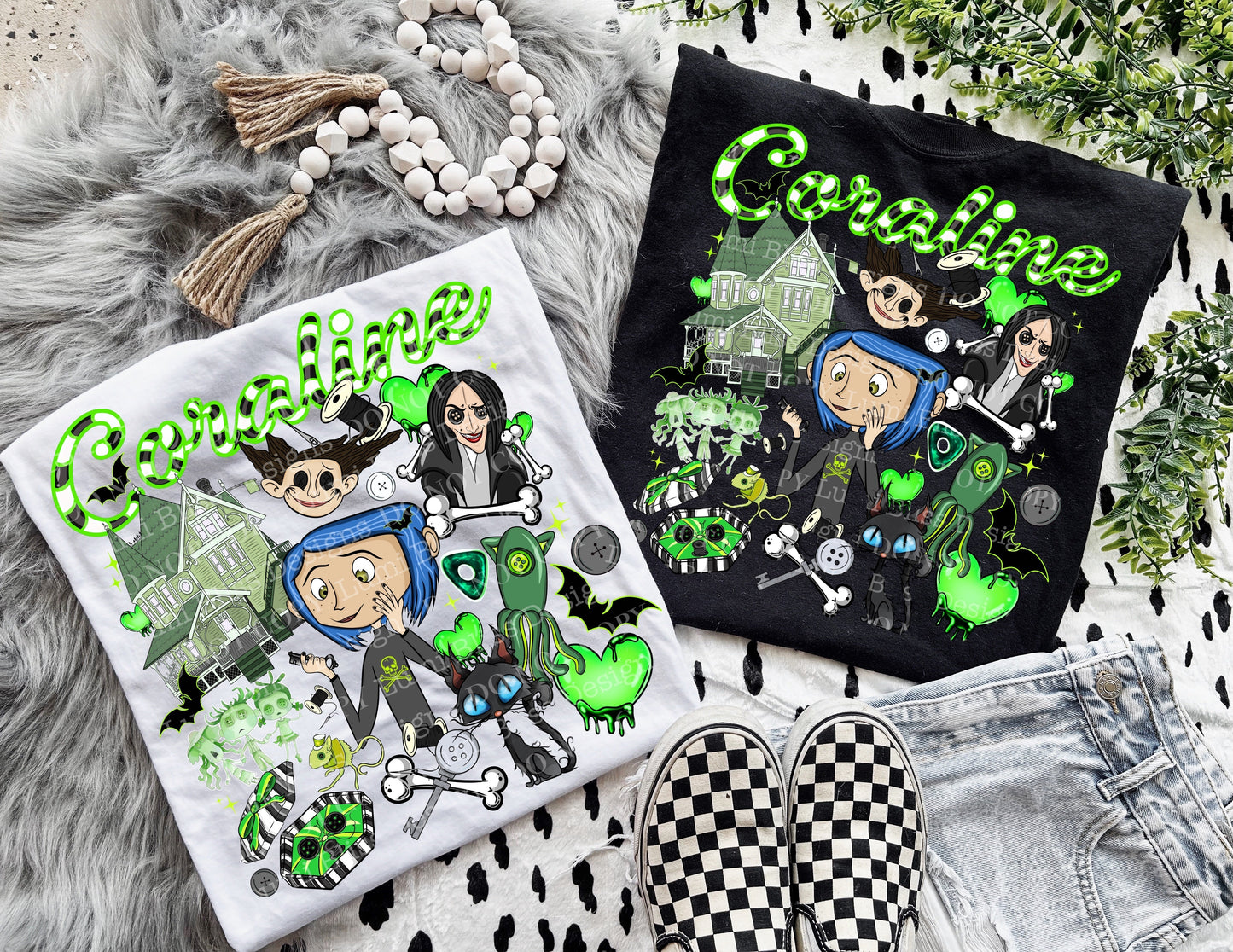 BUTTON GIRL GREEN TEE