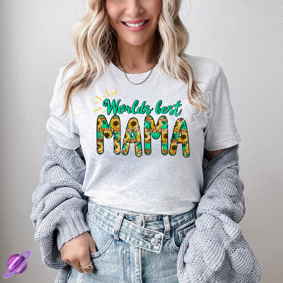WORLDS BEST MAMA SUNFLOWER TEE