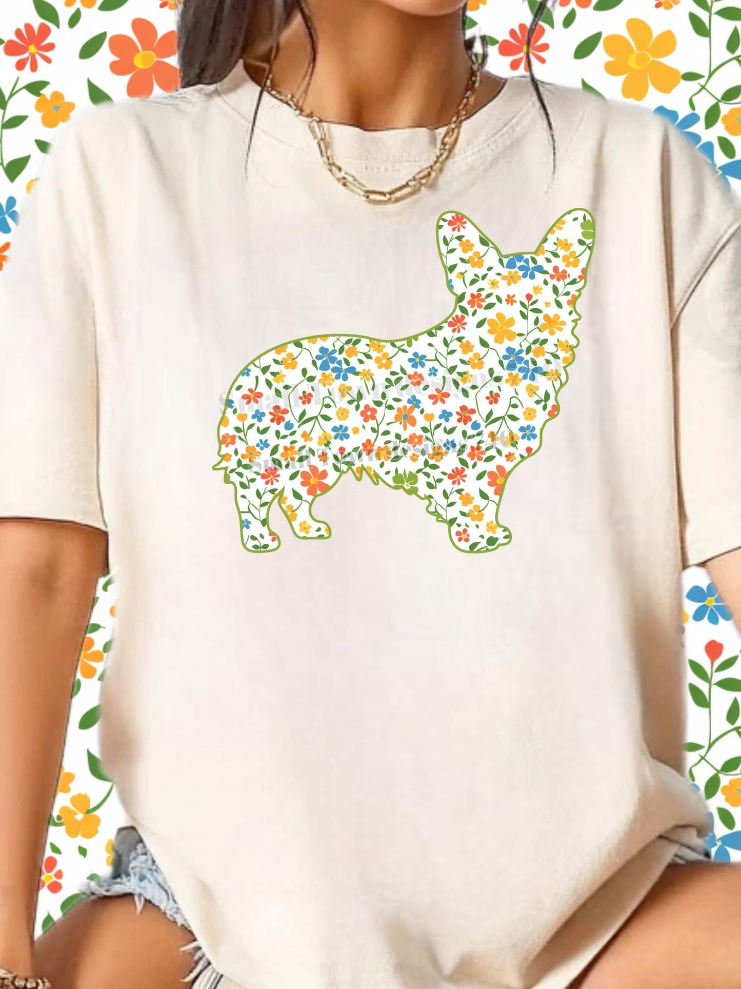 CORGI FLORAL TEE