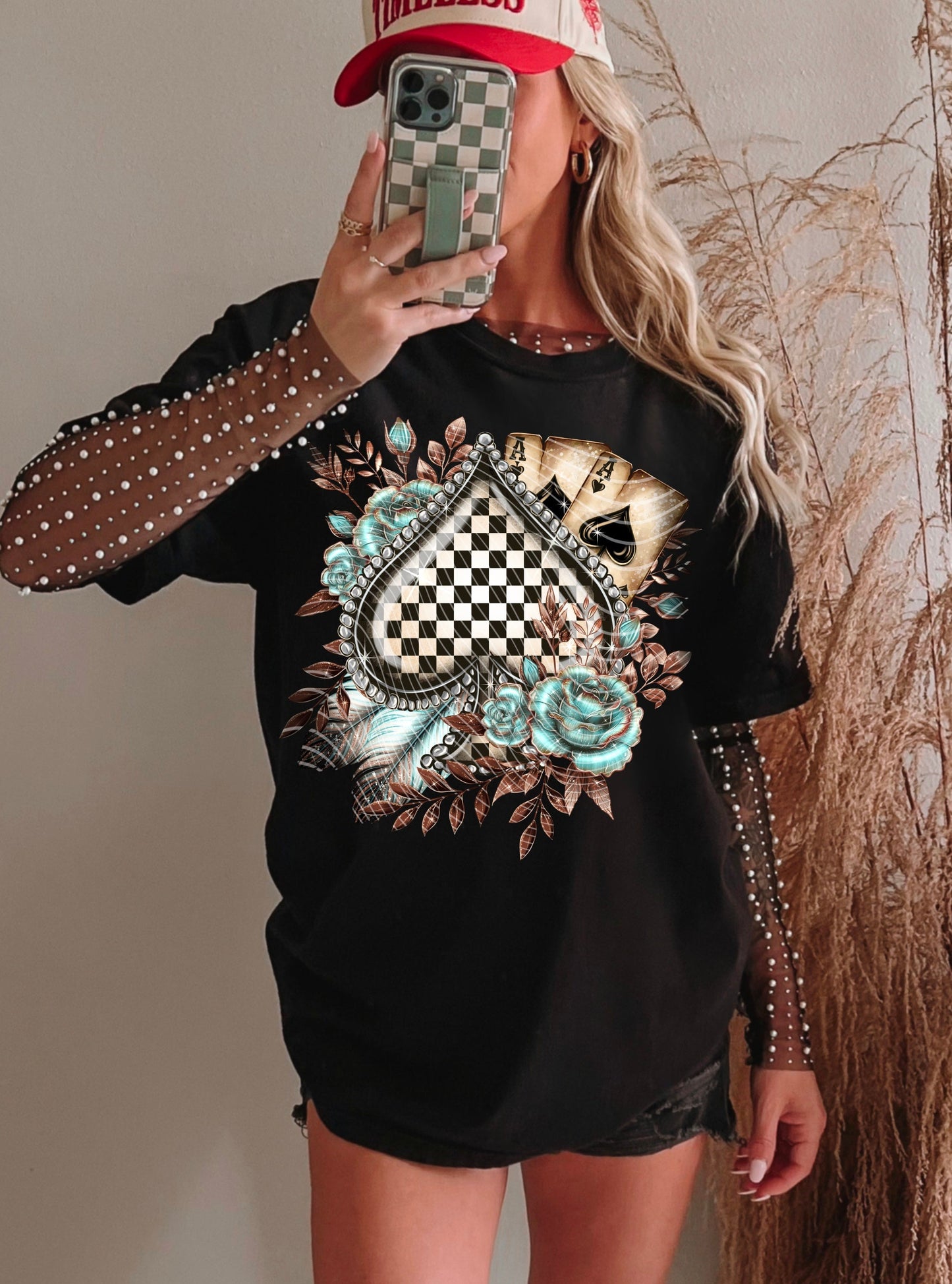 CHECKER SPADES SWEATSHIRT W/ SLEEVE PRINT
