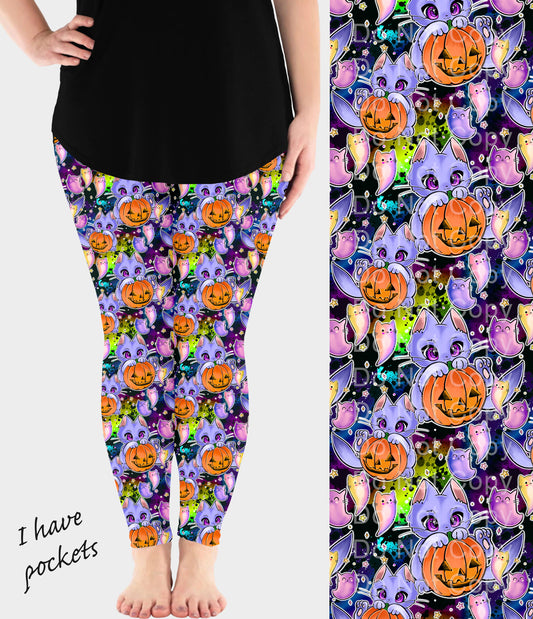 RTS - Cute Kitty Boo Leggings w/ Pockets