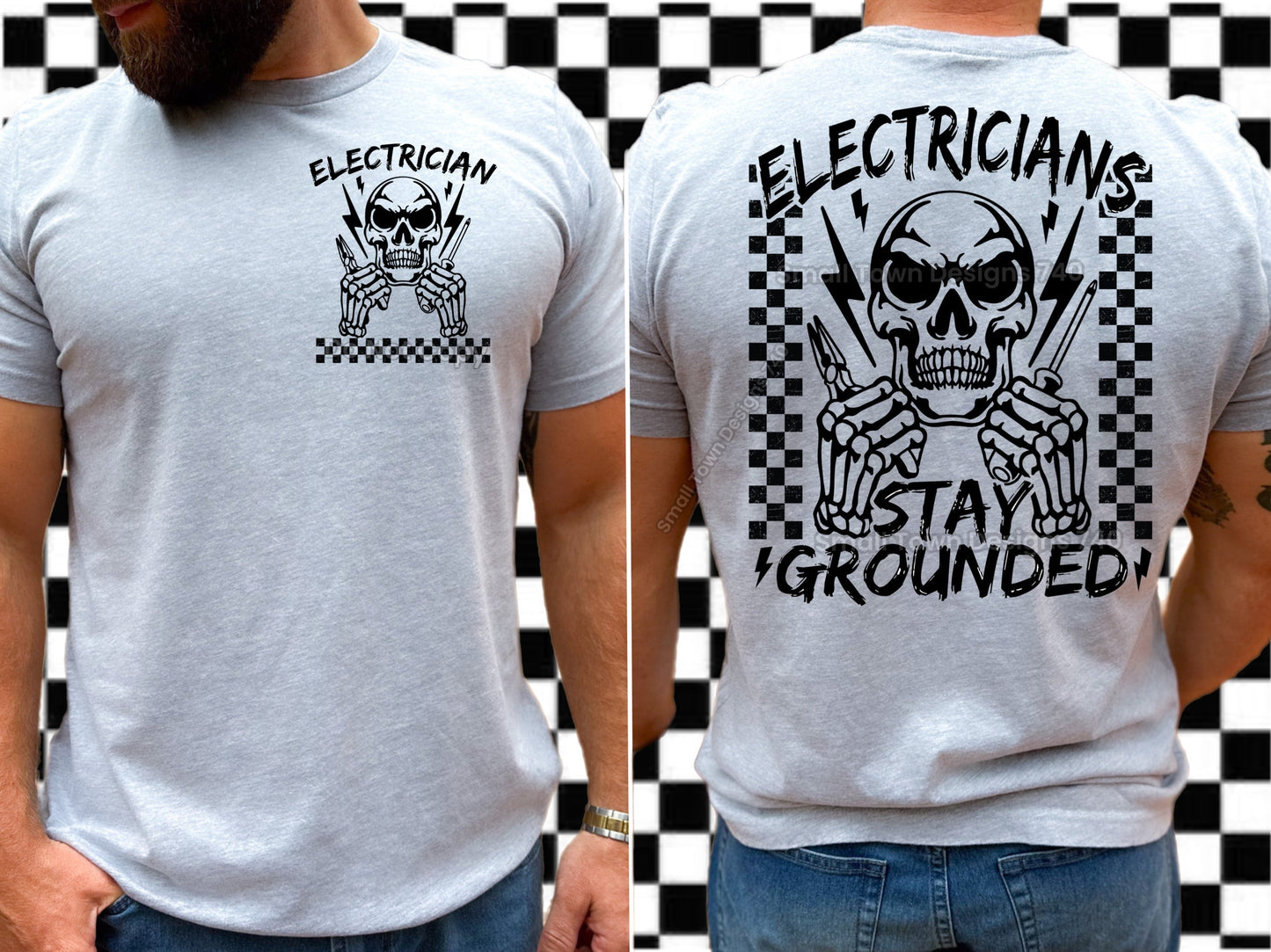 ELECTRICIANS STAY GROUNDED DOUBLE SIDED TEE