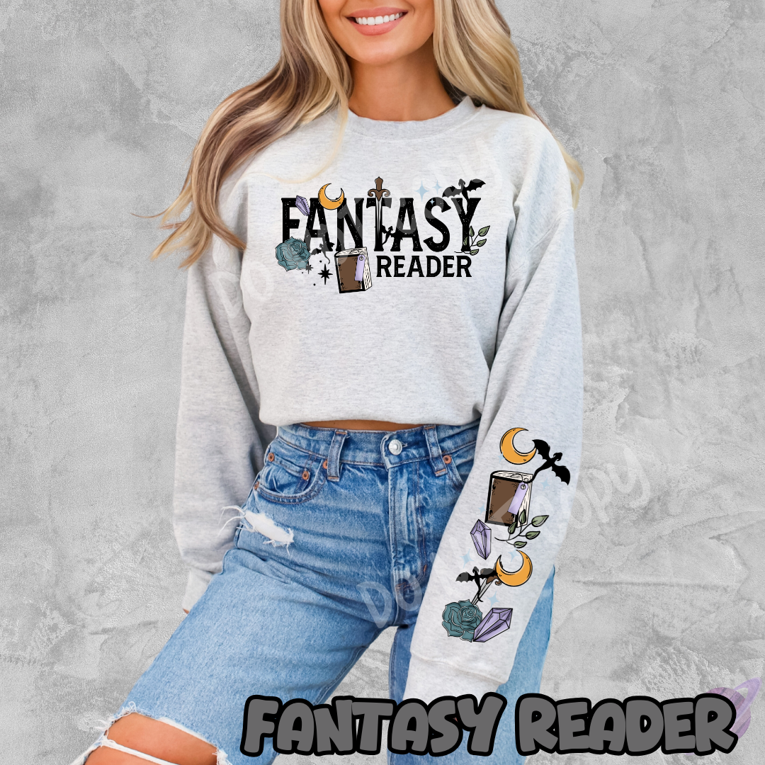FANTASY READERS SWEATSHIRT W/ SLEEVE PRINT