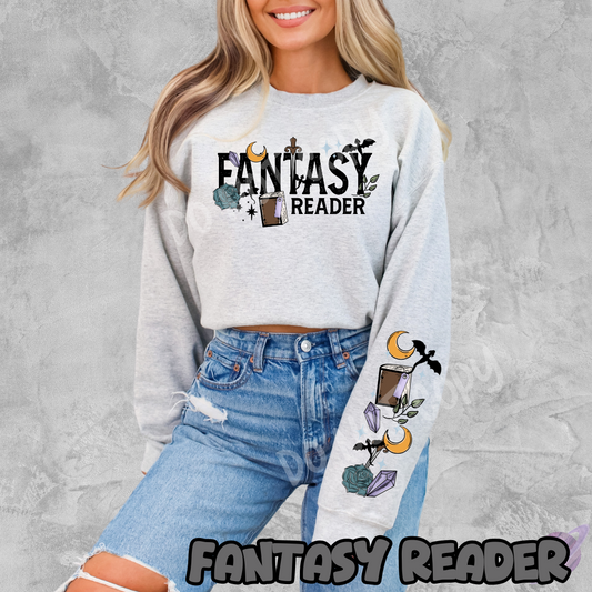 FANTASY READERS SWEATSHIRT W/ SLEEVE PRINT