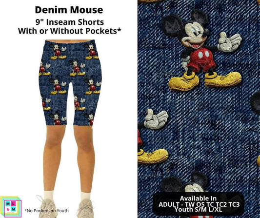 Denim Mouse Shorts w/ Pockets