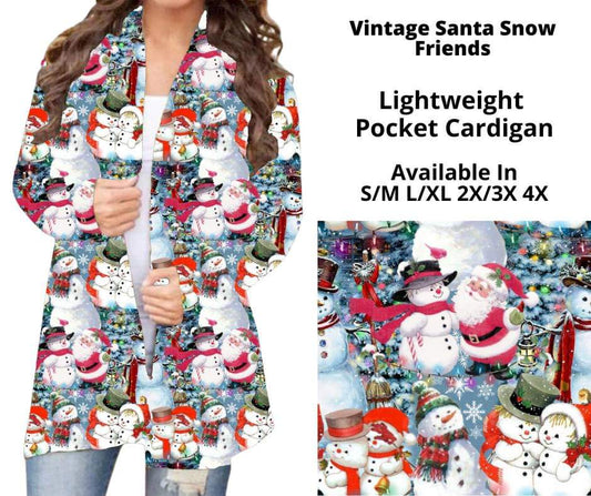 Vintage Santa Snow Friends Pocket Cardigan