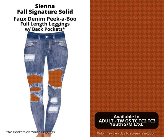 Sienna Faux Denim Full Length Peekaboo Leggings