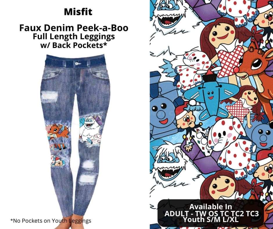 Misfit Faux Denim Full Length Peekaboo Leggings