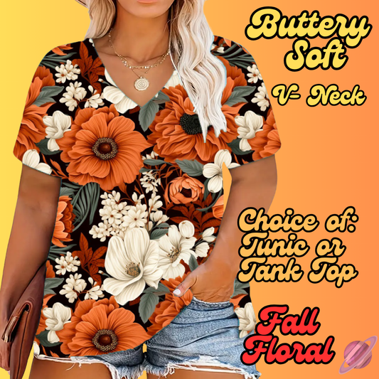 PRETTY FALL RUN-FALL FLORAL-TUNIC OR TANK-PREORDER CLOSING 8/3