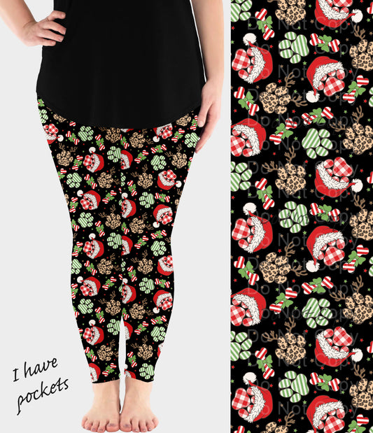 RTS - Festive Paws Leggings w/ Pockets