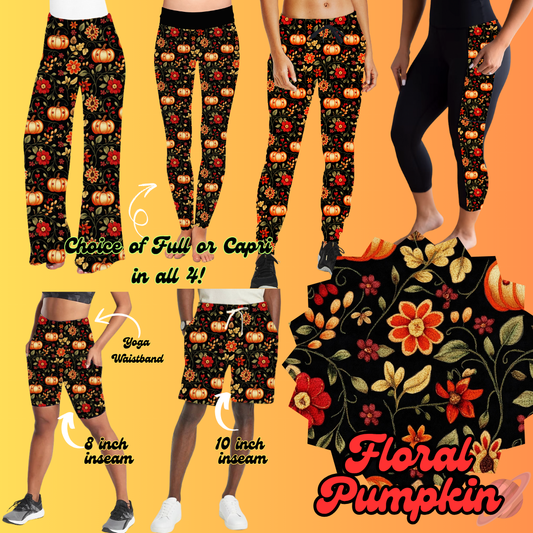 PRETTY FALL RUN-FLORAL PUMPKIN-BOTTOMS 6 STYLES-PREORDER CLOSING 8/3