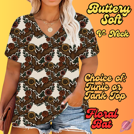 PRETTY FALL RUN-FLORAL BAT-TUNIC OR TANK-PREORDER CLOSING 8/3