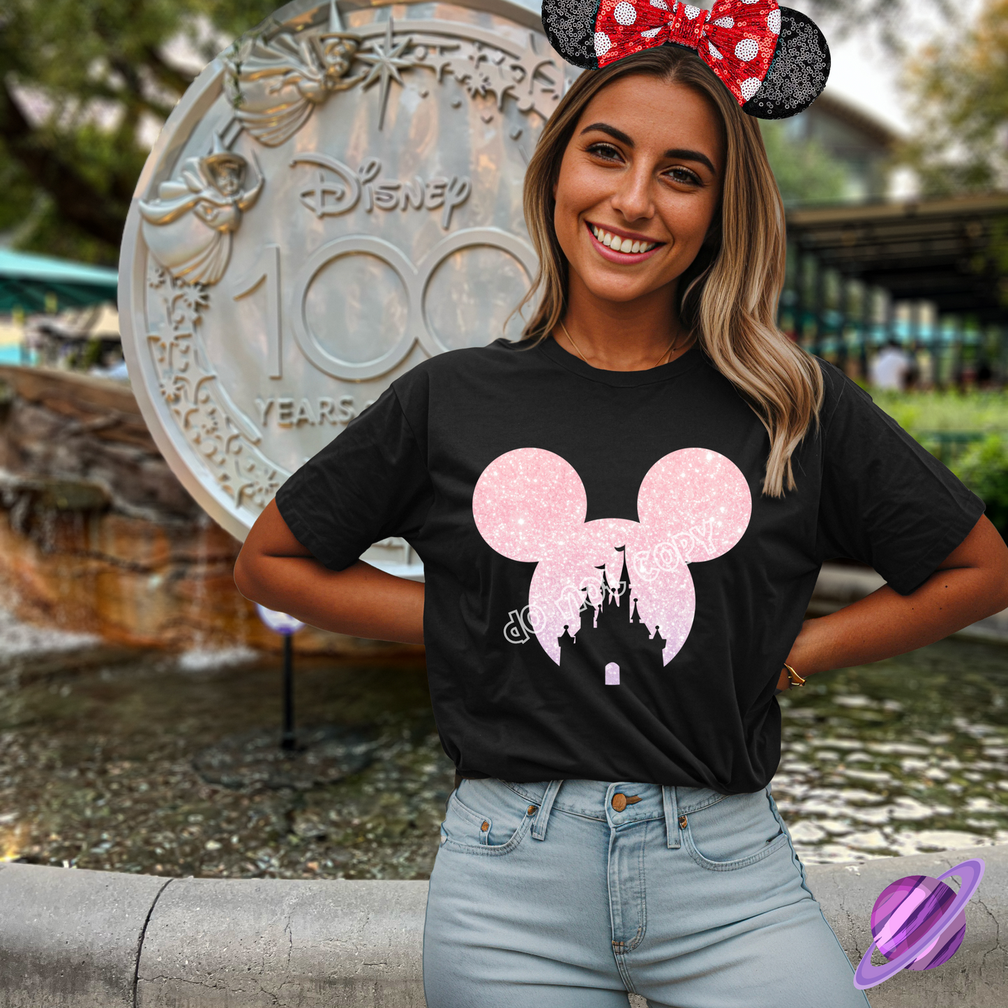 PINK GLITTER HEAD TEE