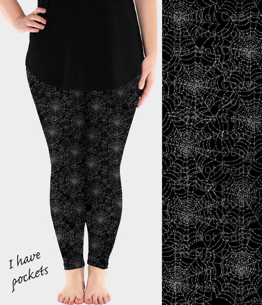 RTS - Glistening Spiderwebs Leggings w/ Pockets