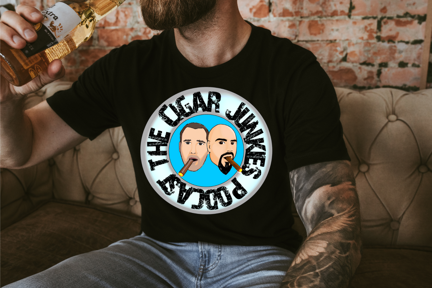 THE CIGAR JUNKIES PODCAST HEADS TEE