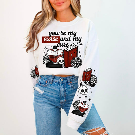 YOU'RE MY CURSE AND MY CURE SWEATSHIRT W/ SLEEVE PRINT