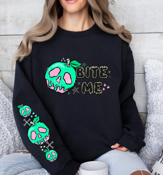BITE ME SWEATSHIRT W/ SLEEVE PRINT