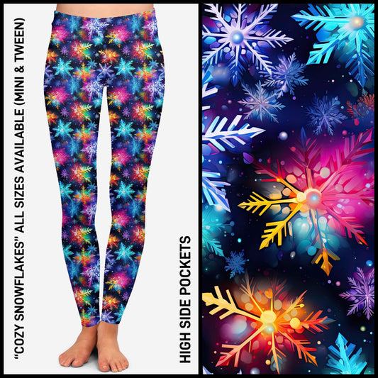 RTS - Cozy Snowflakes Leggings with High Side Pockets