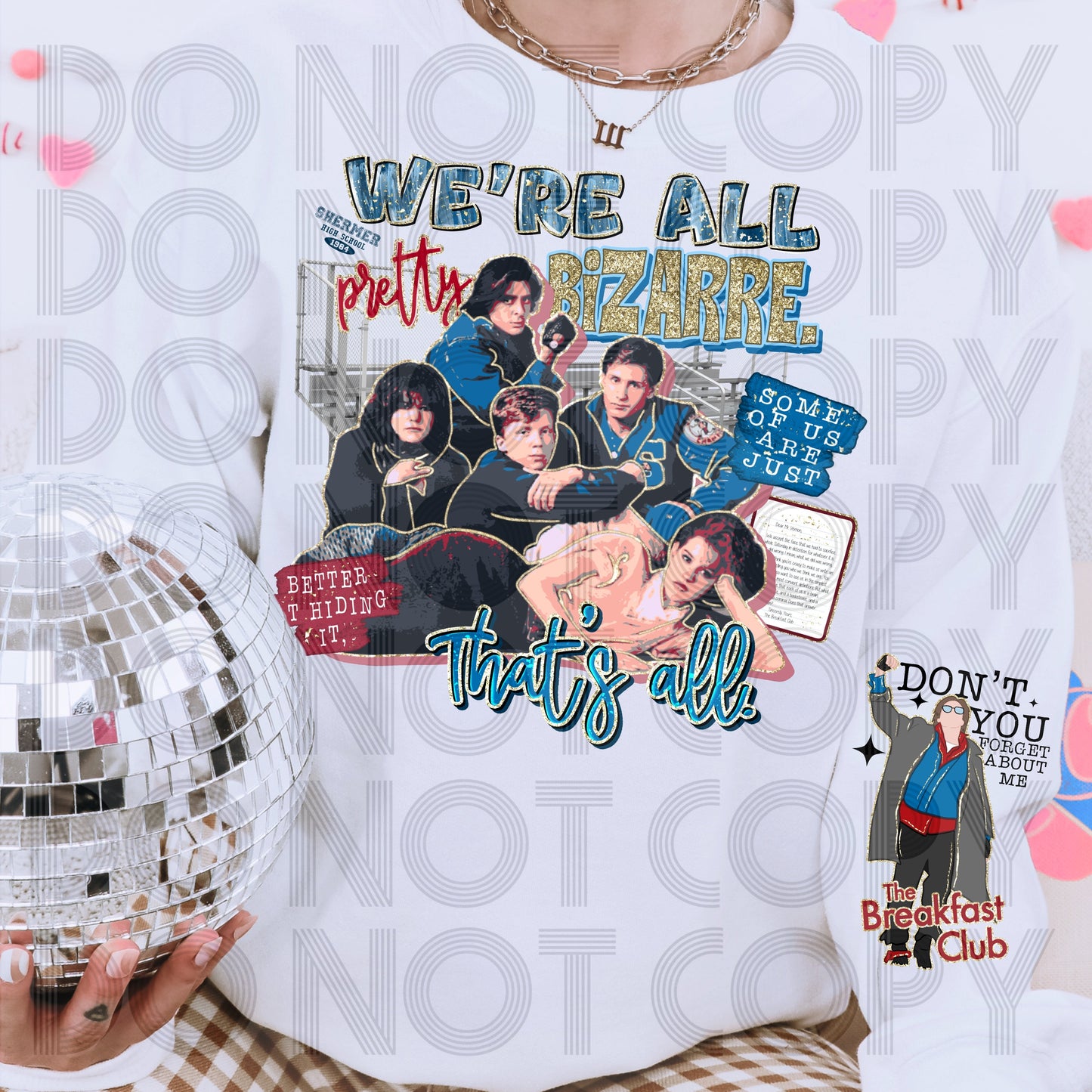 WE'RE ALL PRETTY BIZARRE SWEATSHIRT W/ SLEEVE PRINT