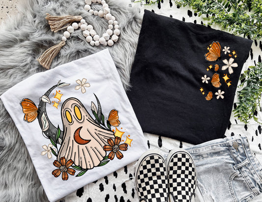 BUTTERFLY GHOST- POCKET PRINT DOUBLE SIDED TEE