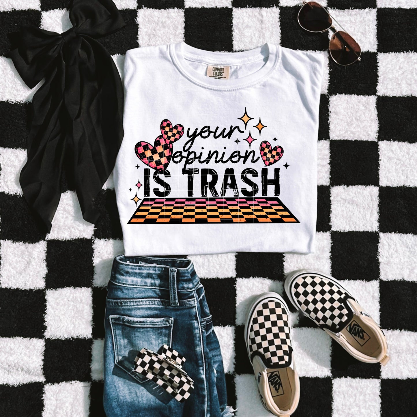 YOUR OPINION IS TRASH CHECKER TEE