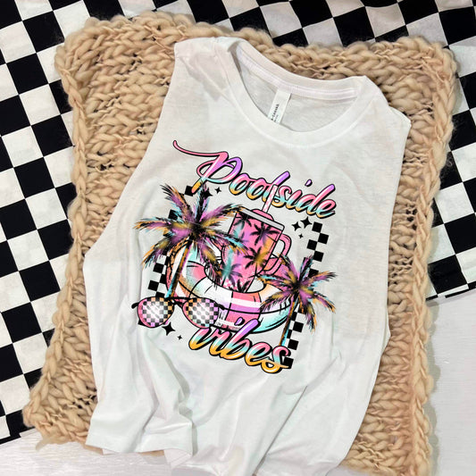 POOLSIDE VIBES CHECKER TEE