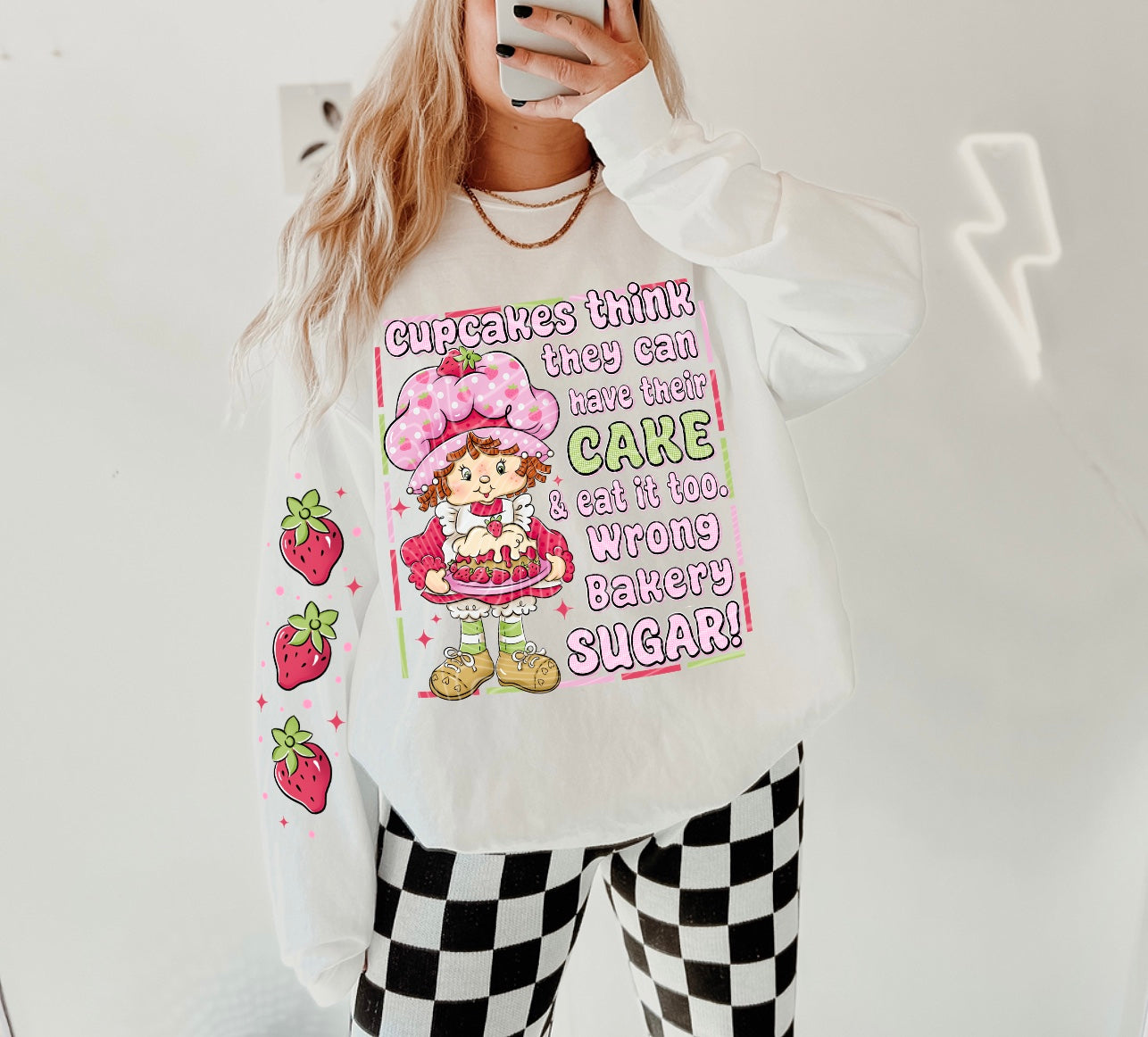STRAW SUGAR- FRONT & SLEEVE DESIGN CREWNECK SWEATSHIRT