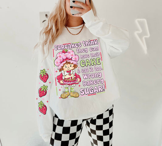 STRAW SUGAR- FRONT & SLEEVE DESIGN CREWNECK SWEATSHIRT