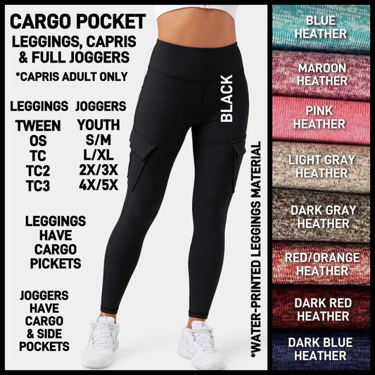 RTS - Water-Printed Heather Capris/Leggings with Cargo Pockets
