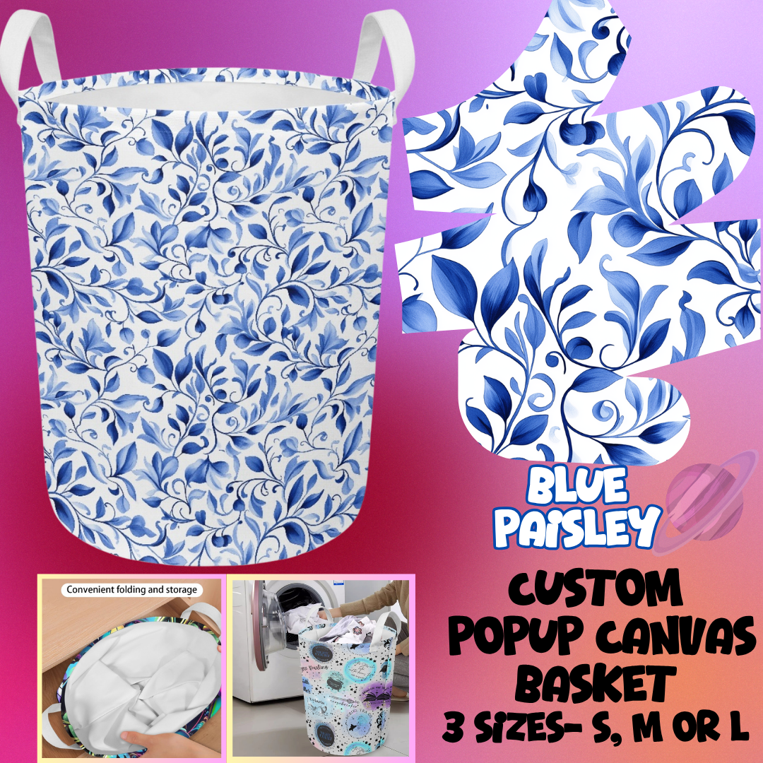 STORAGE BASKET RUN-BLUE PAISLEY-3 SIZES-PREORDER CLOSING 8/5