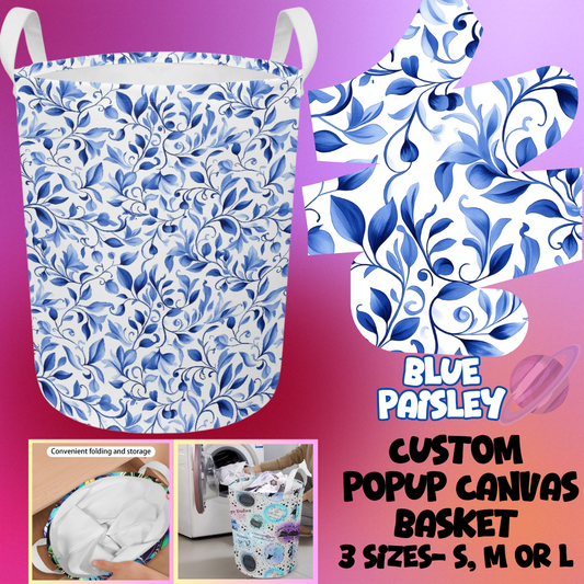 STORAGE BASKET RUN-BLUE PAISLEY-3 SIZES-PREORDER CLOSING 8/5