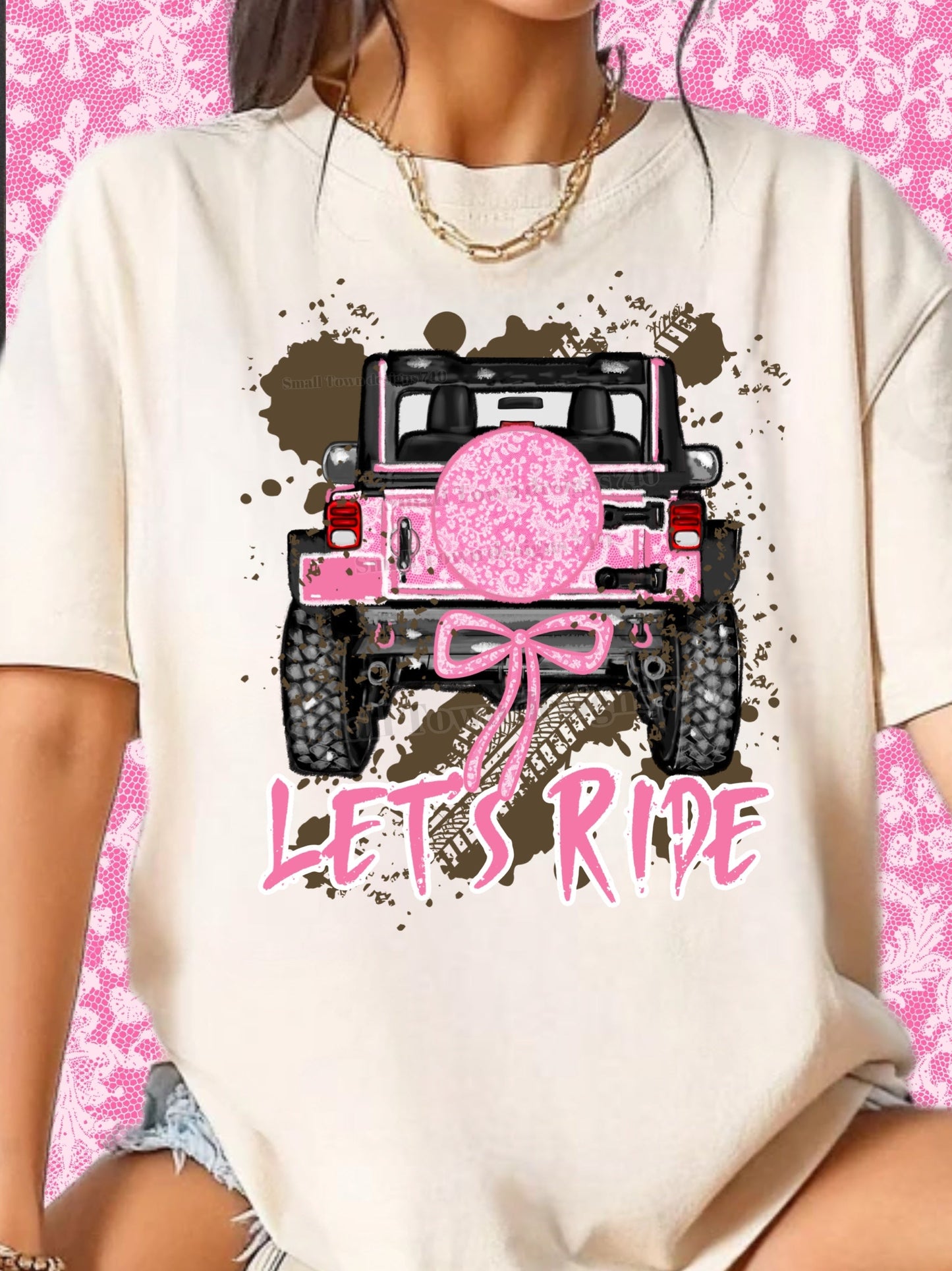LETS RIDE PINK TEE