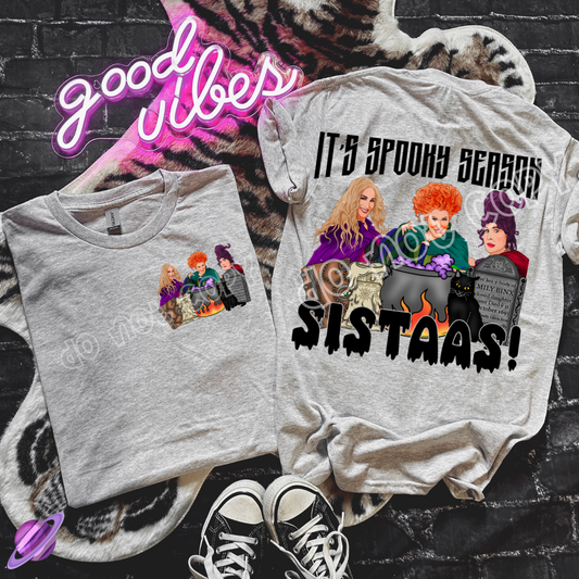 Spooky Season Sis Pocket Print Double Sided Tee