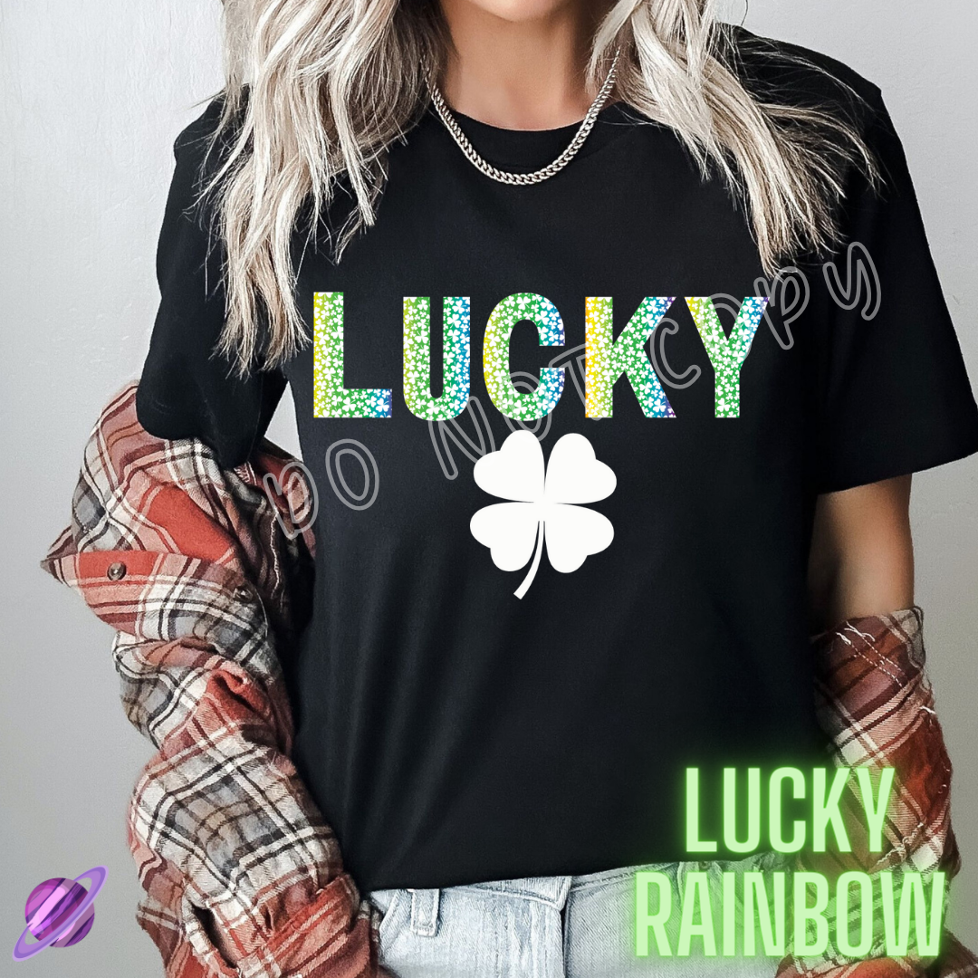 LUCKY RAINBOW - LETS GET LUCKY RUN -UNISEX TEE ADULTS/KIDS