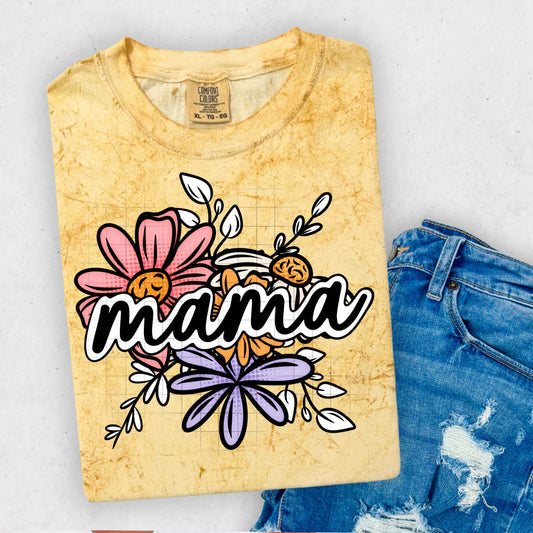 MAMA FLORAL CURSIVE TEE