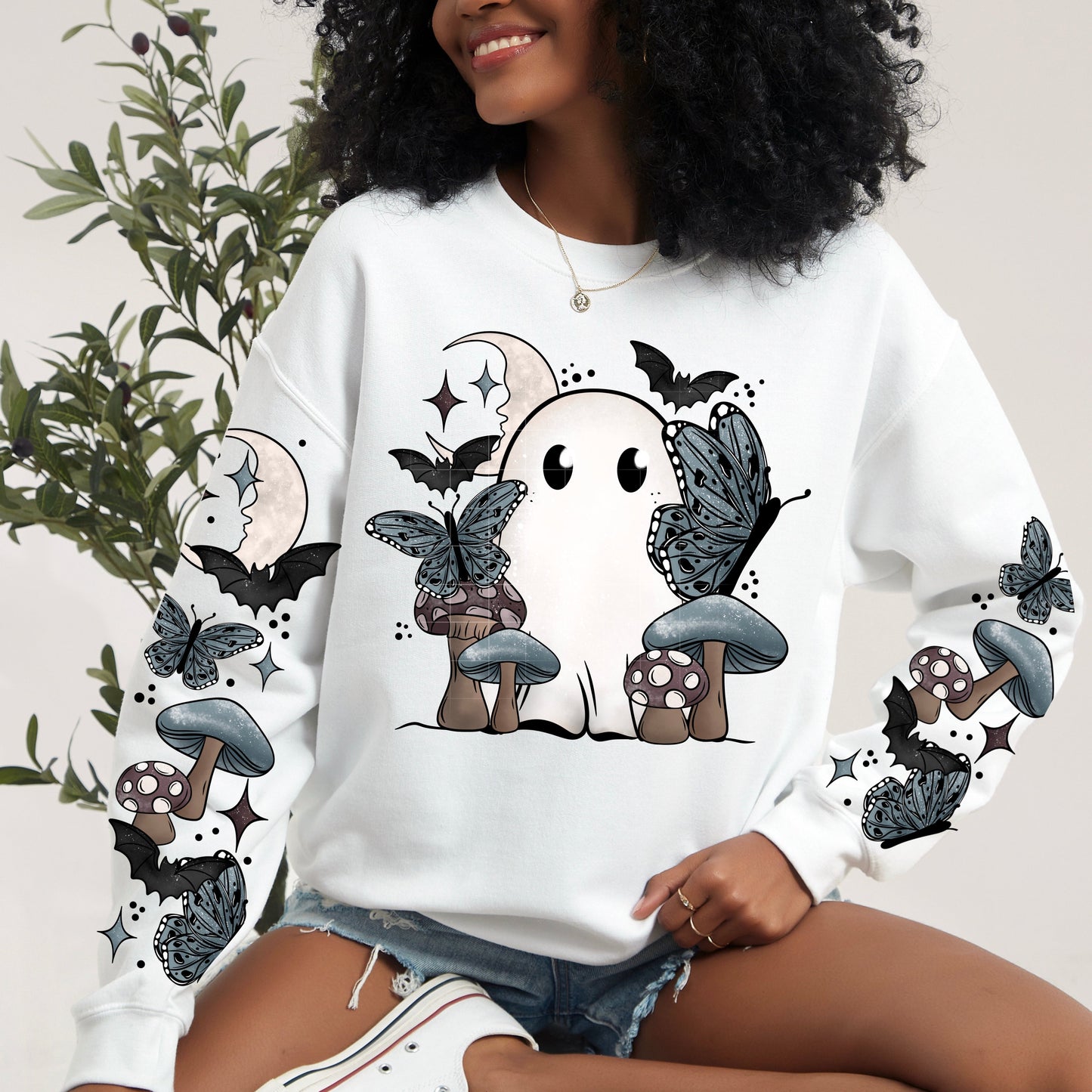 MOON GHOST SWEATSHIRT W SLEEVE PRINT