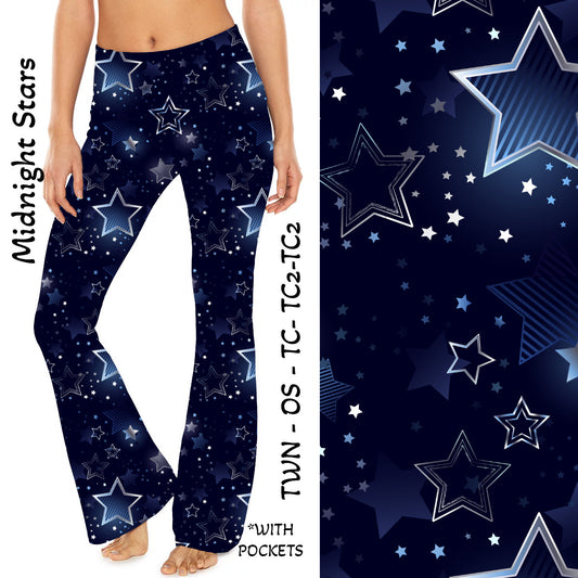 Midnight Stars Yoga Flares with Pockets