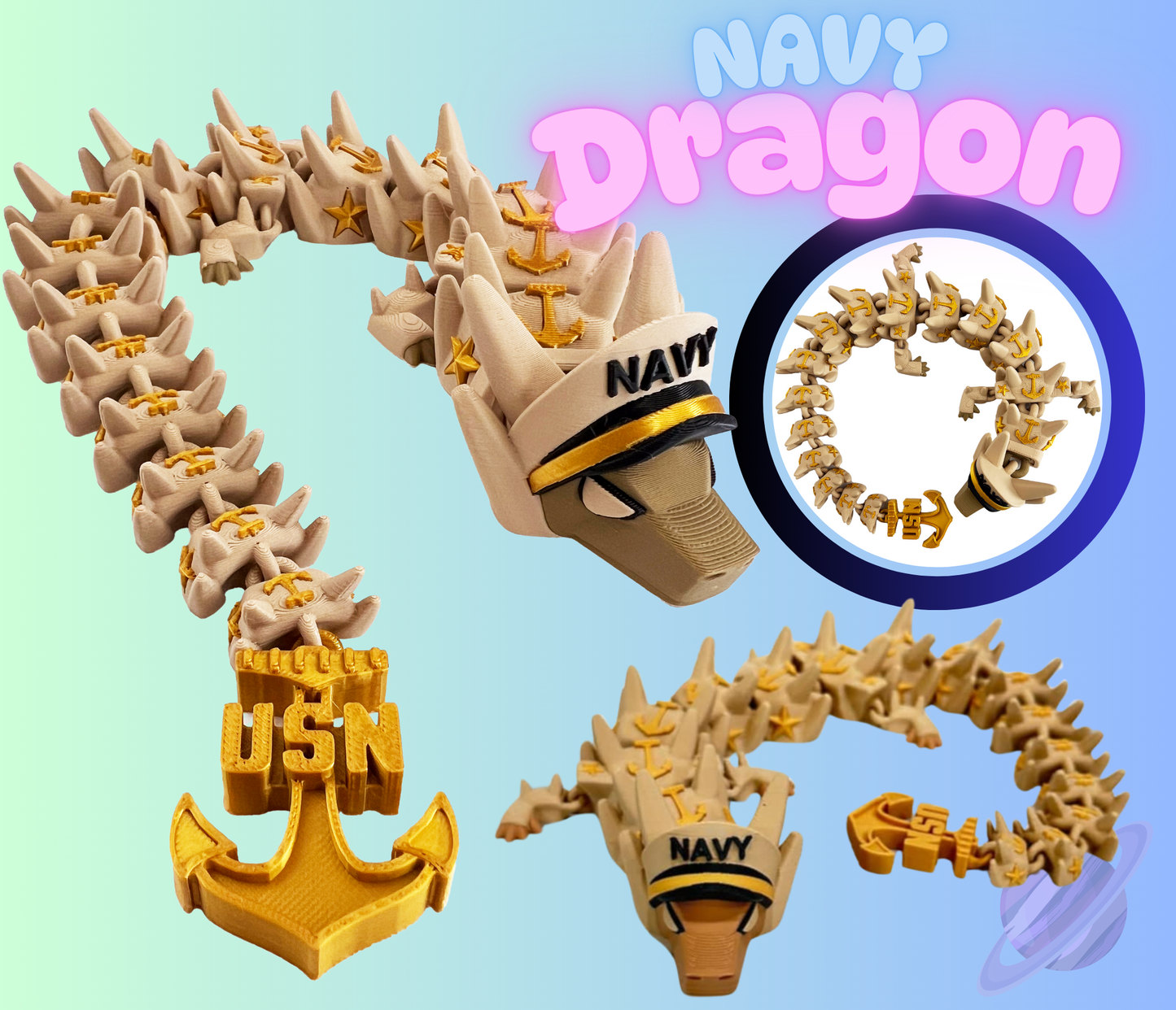 3D PRINTED NAVY DRAGON
