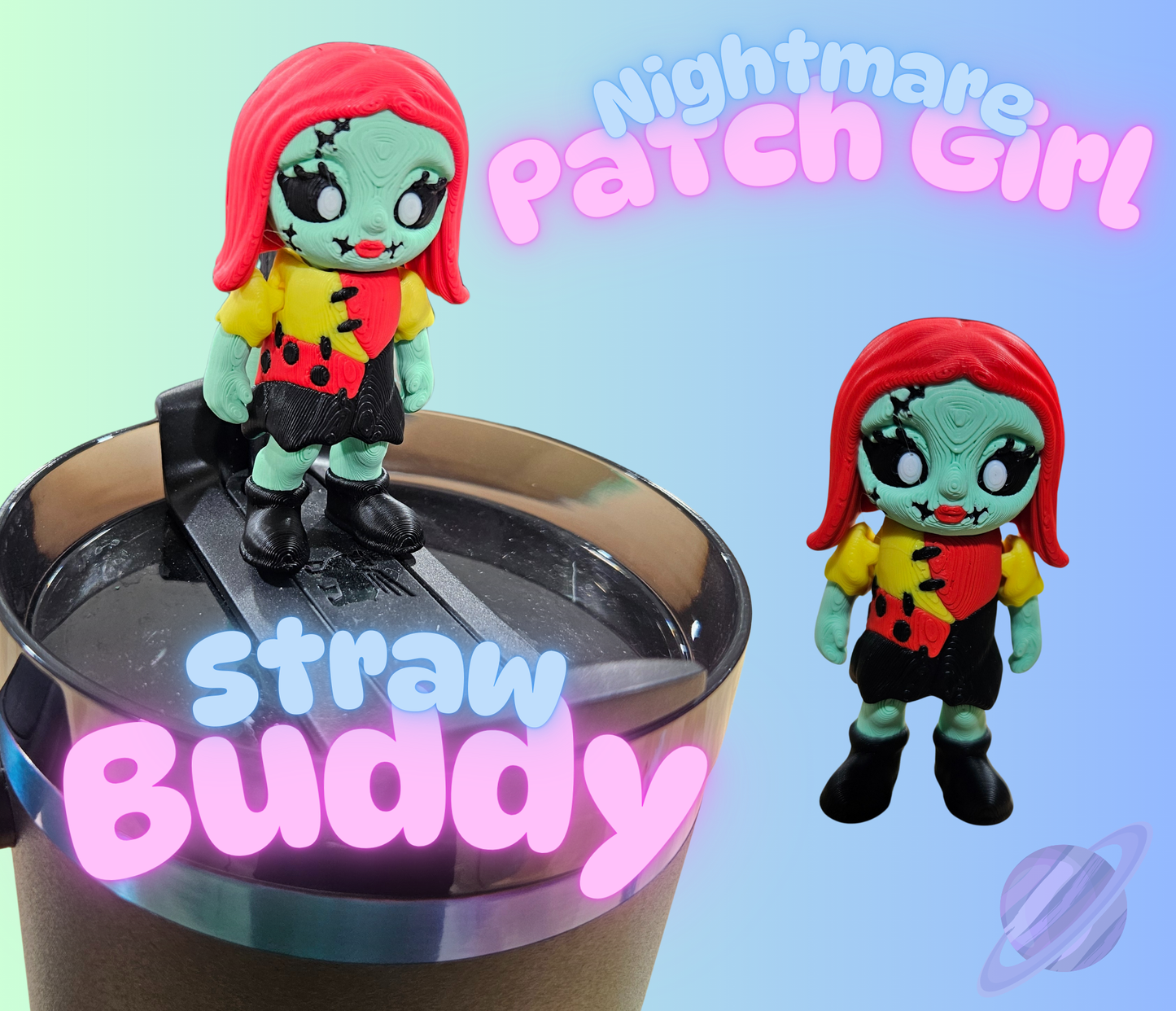NIGHTMARE PATCH GIRL-3D PRINTED STRAW BUDDY