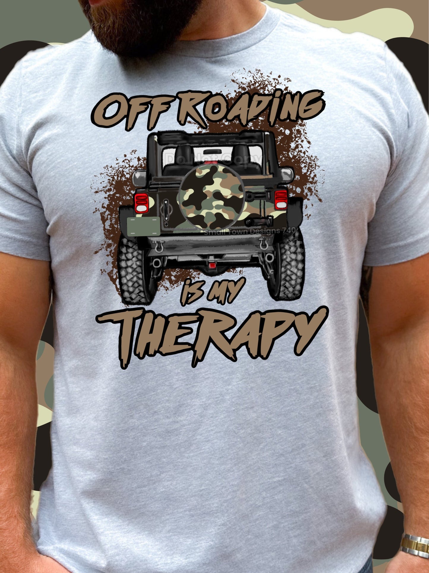 OFF ROADING IS MY THERAPY BROWN TEE
