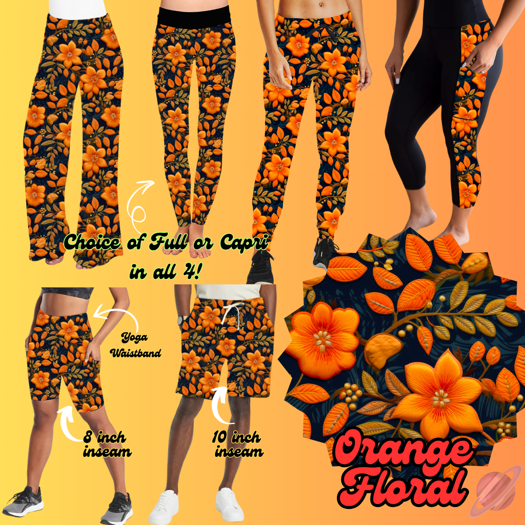 PRETTY FALL RUN-ORANGE FLORAL-BOTTOMS 6 STYLES-PREORDER CLOSING 8/3