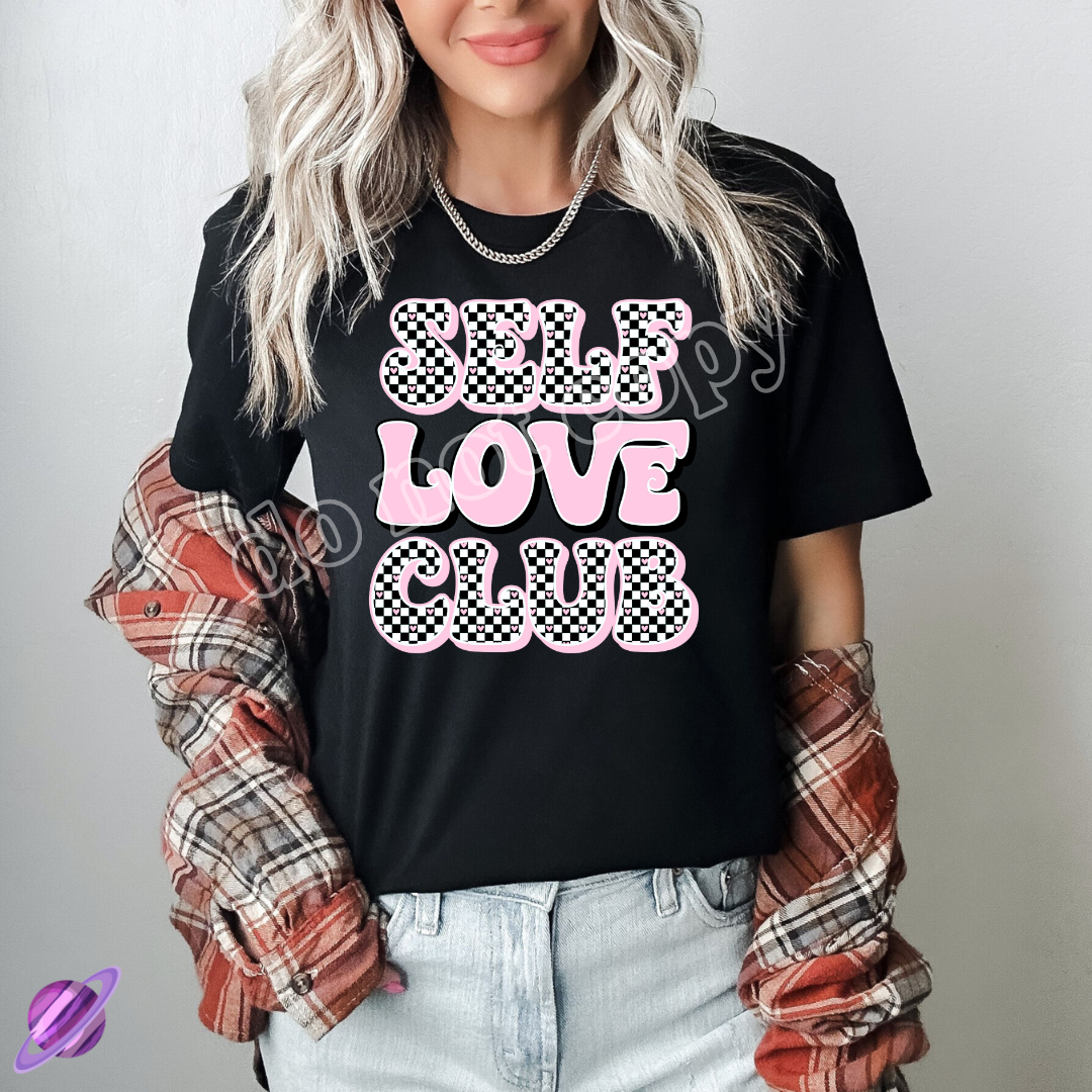 SELF LOVE CLUB CHECKERED TEE