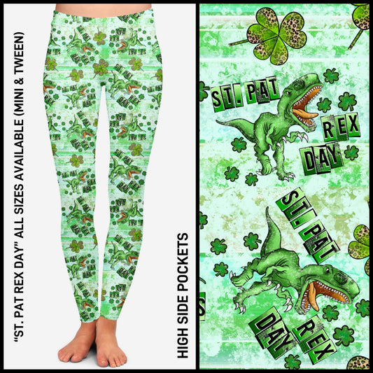 RTS - St. Pat Rex Day Leggings with High Side Pockets