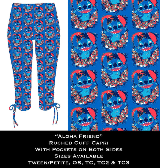 Aloha Friend Ruched Cuff Capris with Side Pockets