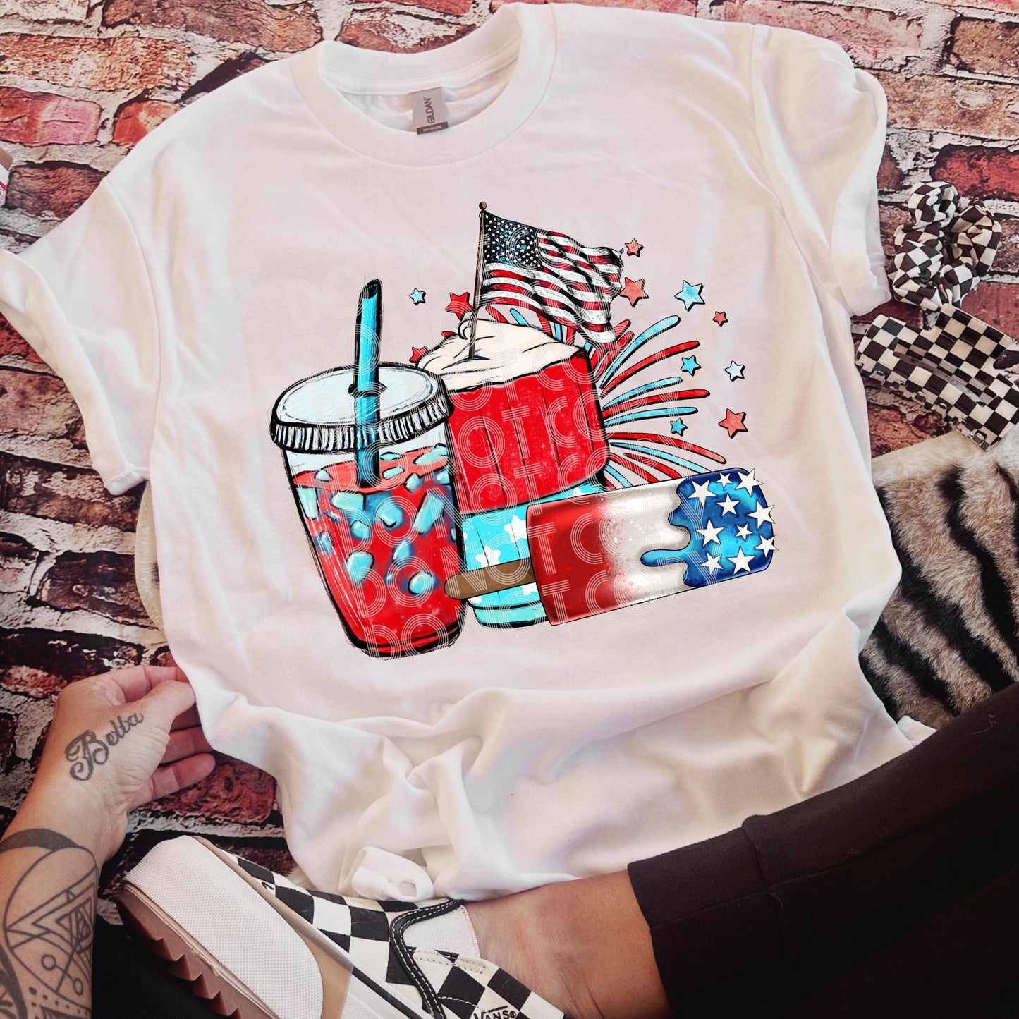 RED WHITE BLUE TREATS TEE