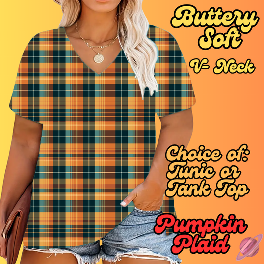 PRETTY FALL RUN-PUMPKIN PLAID -TUNIC OR TANK-PREORDER CLOSING 8/3