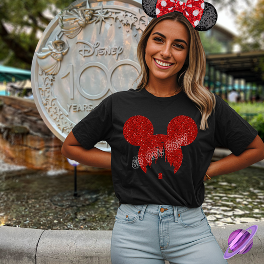 RED GLITTER HEAD TEE