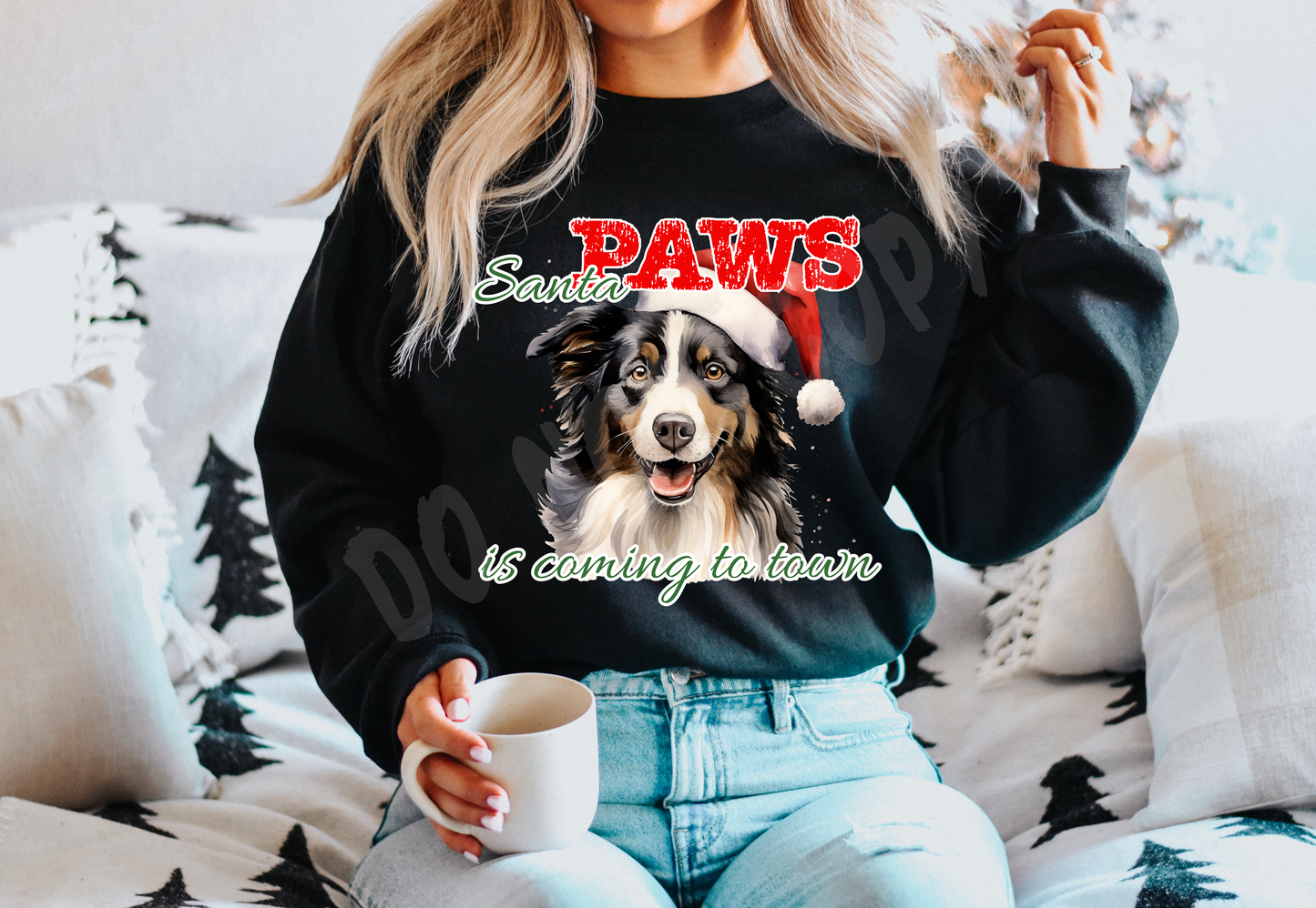 SANTA PAWS 25-BORDER COLLIE- CREWNECK SWEATSHIRT