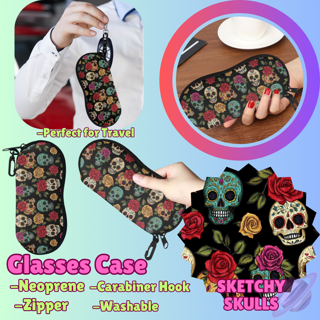 SUNGLASSES CASE RUN-SKETCHY SKULLS-PREORDER CLOSING 8/8